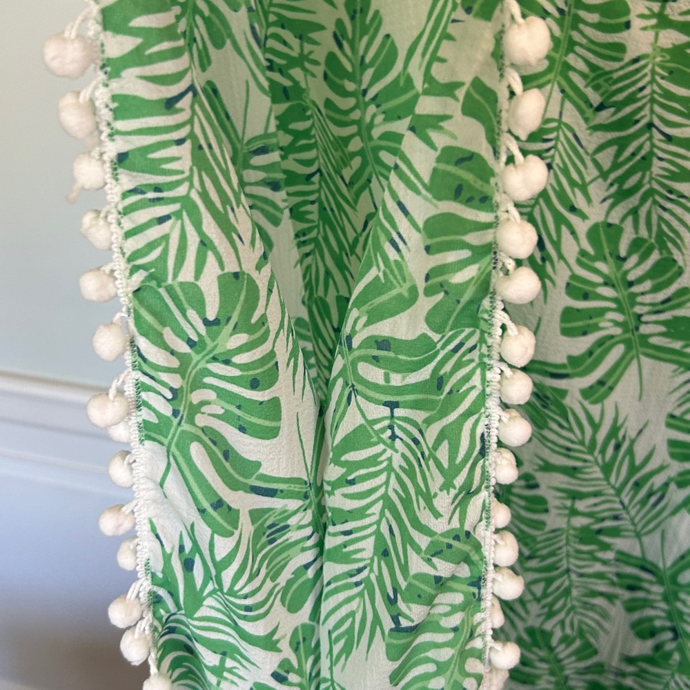 Green Monstera Leaf Set of 3 Coverup + Wrap Scarf Red + Black + Natural Belt - Picture 6 of 15